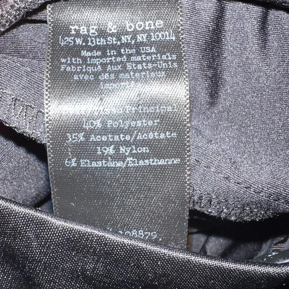 Rag & Bone Black‎ Satin Zipper Detail Pant Size 6